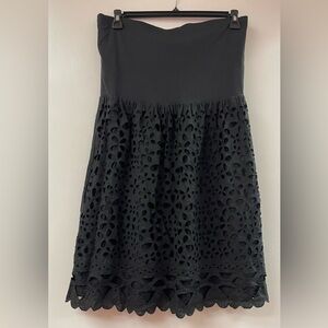 DKNY black eyelet strapless mini dress M/L